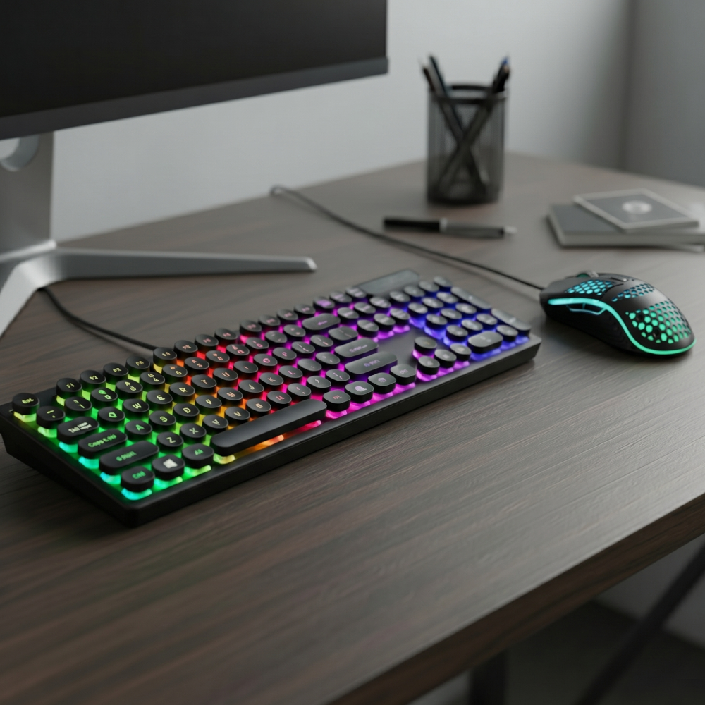 Onetify USB Wired Light Up Gaming Keyboard and Mouse Set