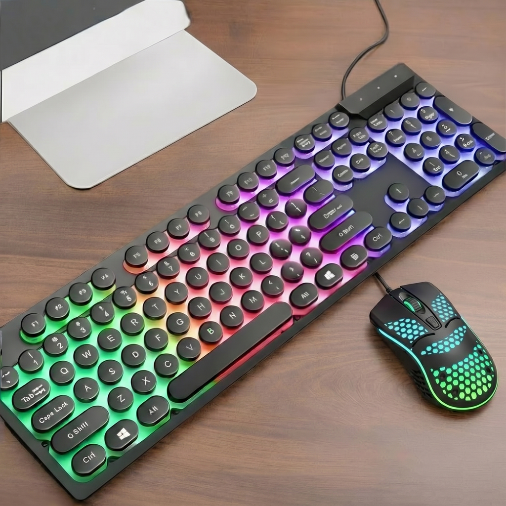 Onetify USB Wired Light Up Gaming Keyboard and Mouse Set