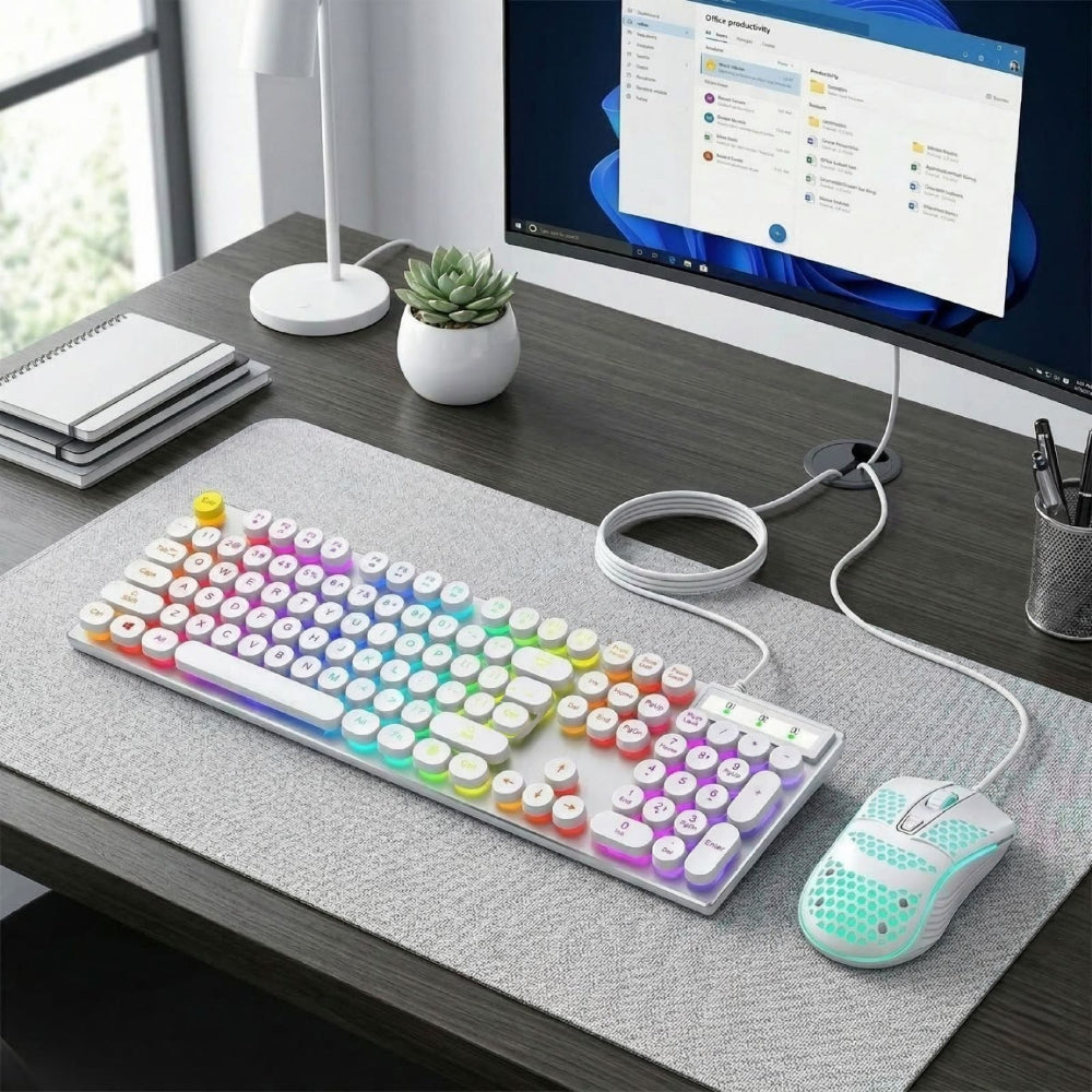 Onetify USB Wired Light Up Gaming Keyboard and Mouse Set