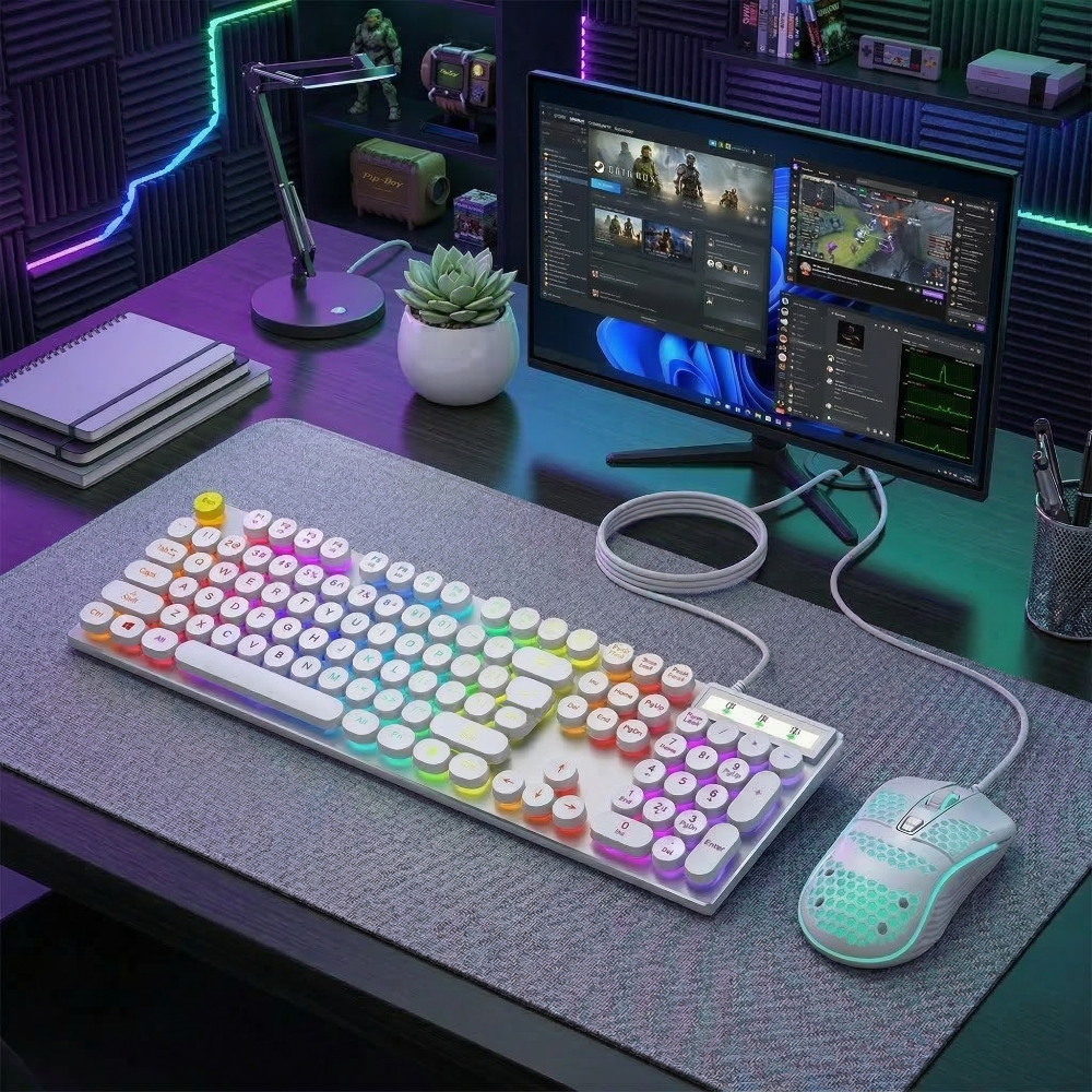 Onetify USB Wired Light Up Gaming Keyboard and Mouse Set