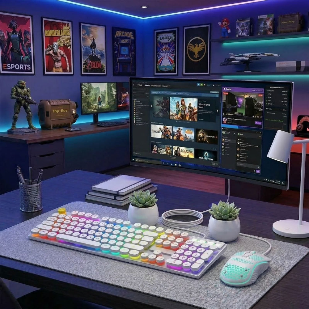 Onetify USB Wired Light Up Gaming Keyboard and Mouse Set
